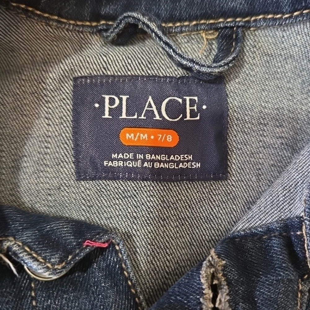 Childrens Place Dark Blue Denim Jacket M 7/8 girl Long Sleeve - Picture 4 of 6